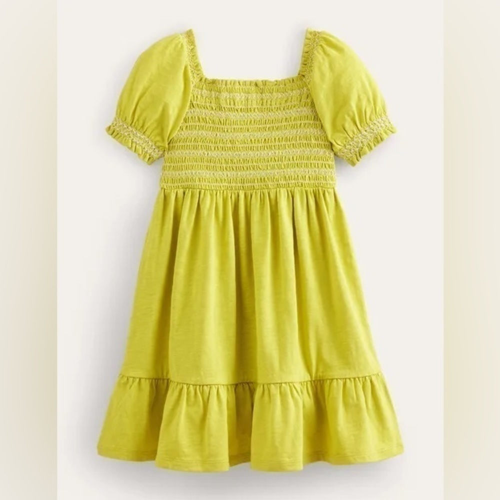 Mini Boden Girl Shirred Holiday Dress 7-8 years or 8-9 years